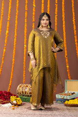 Crushed Golden Tilla-Work Kurta Co Ord Set