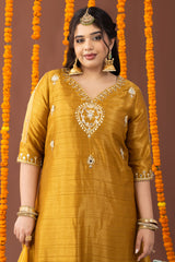 Roshani Yellow Three piece suit set with Dupatta