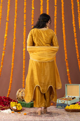 Roshani Yellow Three piece suit set with Dupatta