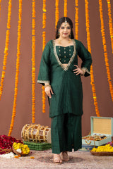Dastaan Green Three Piece Co Ord Set