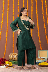 Dastaan Green Three Piece Co Ord Set