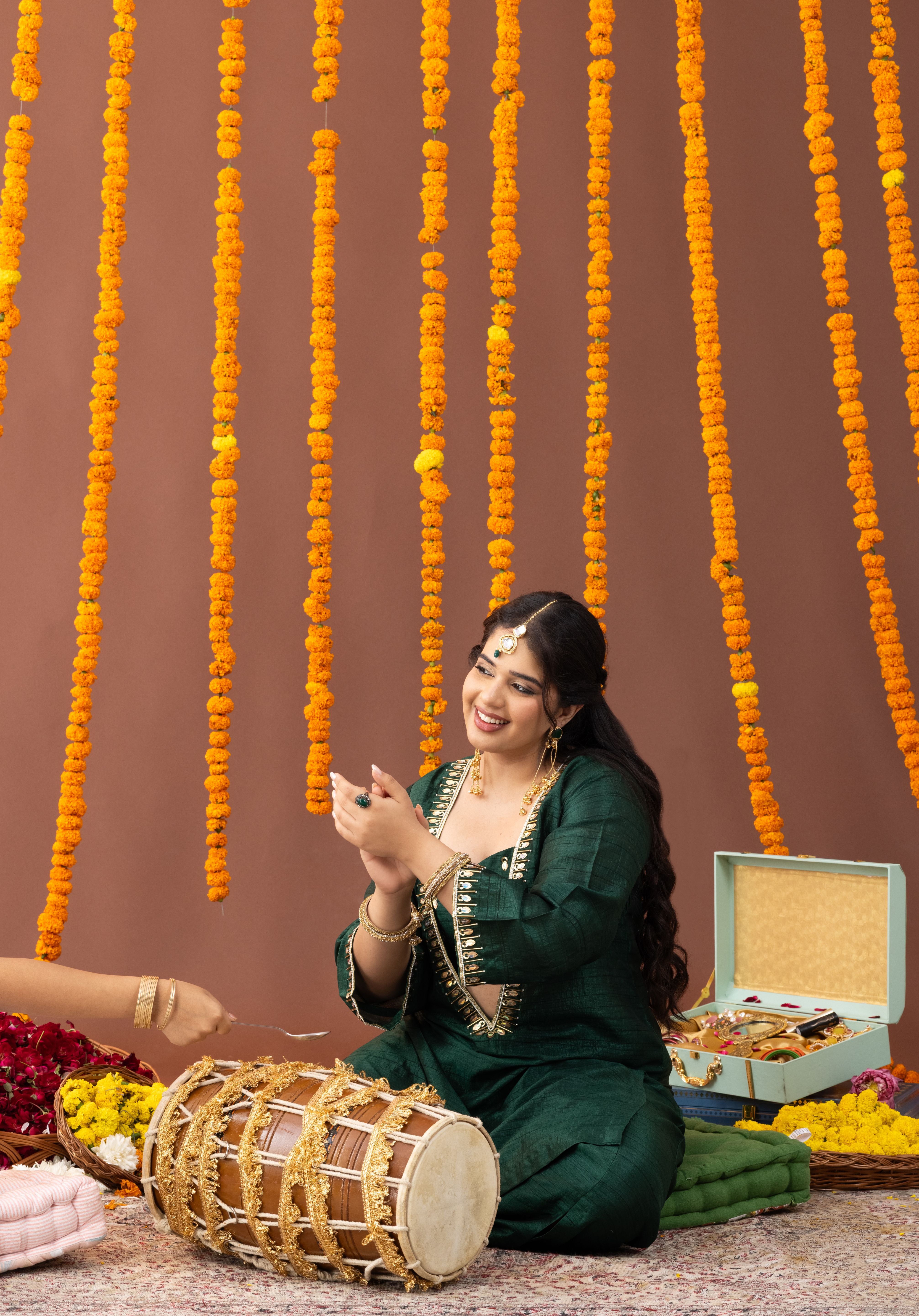 Dastaan Green Three Piece Co Ord Set