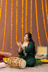 Dastaan Green Three Piece Co Ord Set