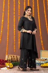 Shabnam Dew Black Co Ord Set with Pearl Embroidery