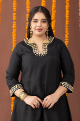 Shabnam Dew Black Co Ord Set with Pearl Embroidery