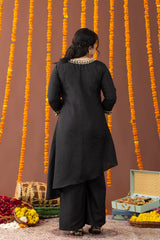 Shabnam Dew Black Co Ord Set with Pearl Embroidery