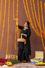 Shabnam Dew Black Co Ord Set with Pearl Embroidery