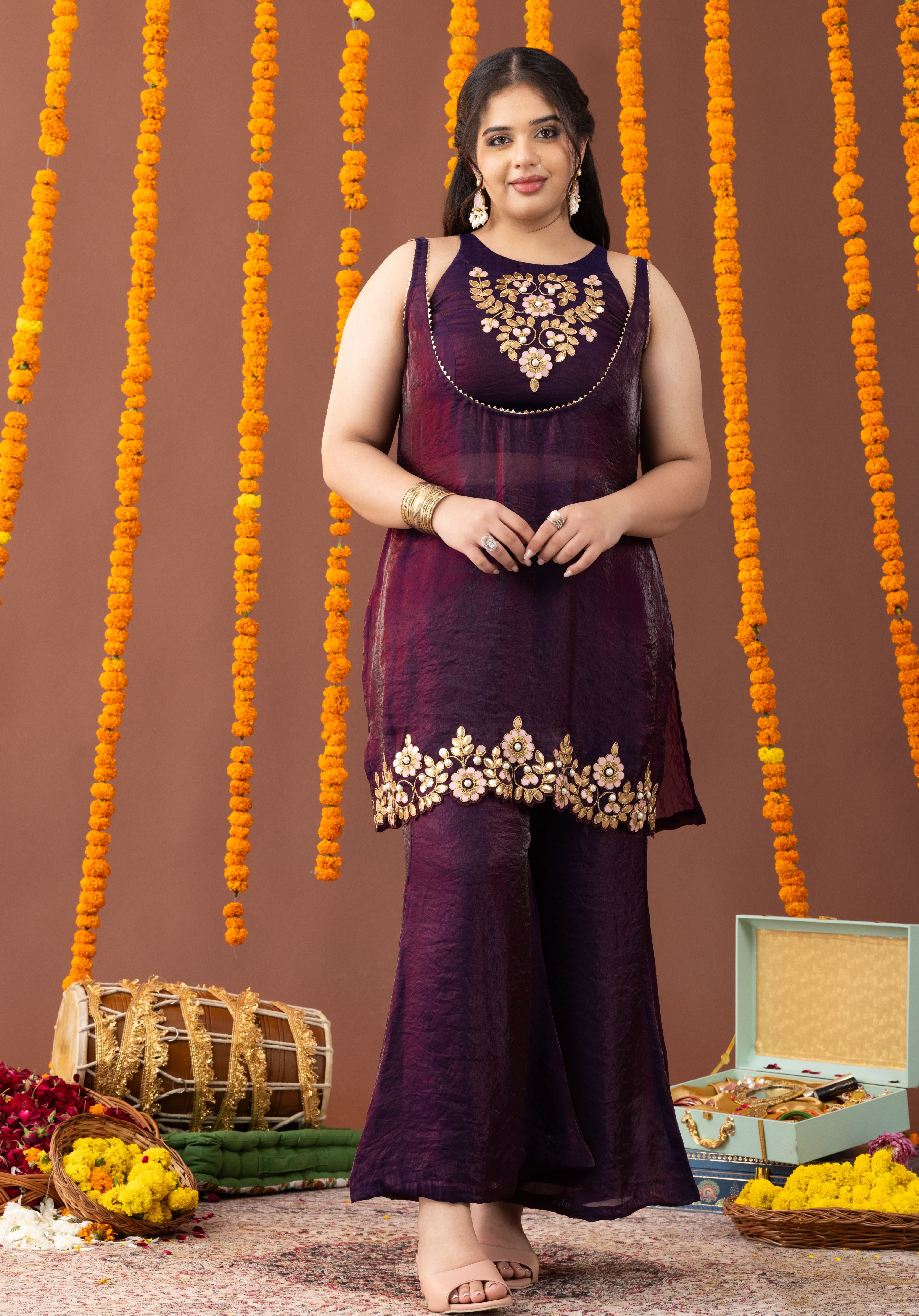 Suroor Plum 3 Piece Co Ord Set