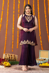 Suroor Plum 3 Piece Co Ord Set
