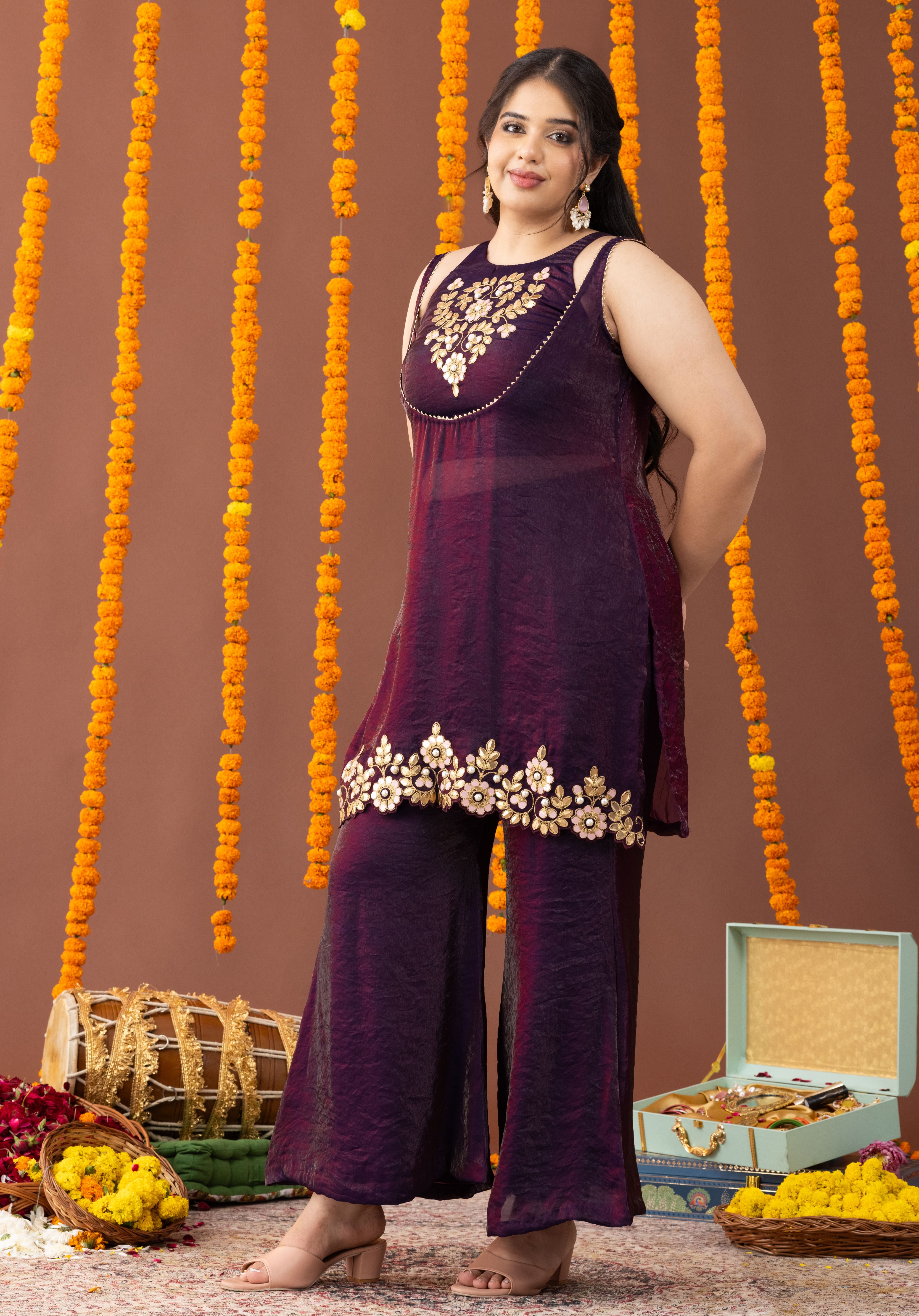 Suroor Plum 3 Piece Co Ord Set