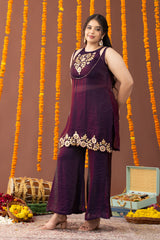 Suroor Plum 3 Piece Co Ord Set