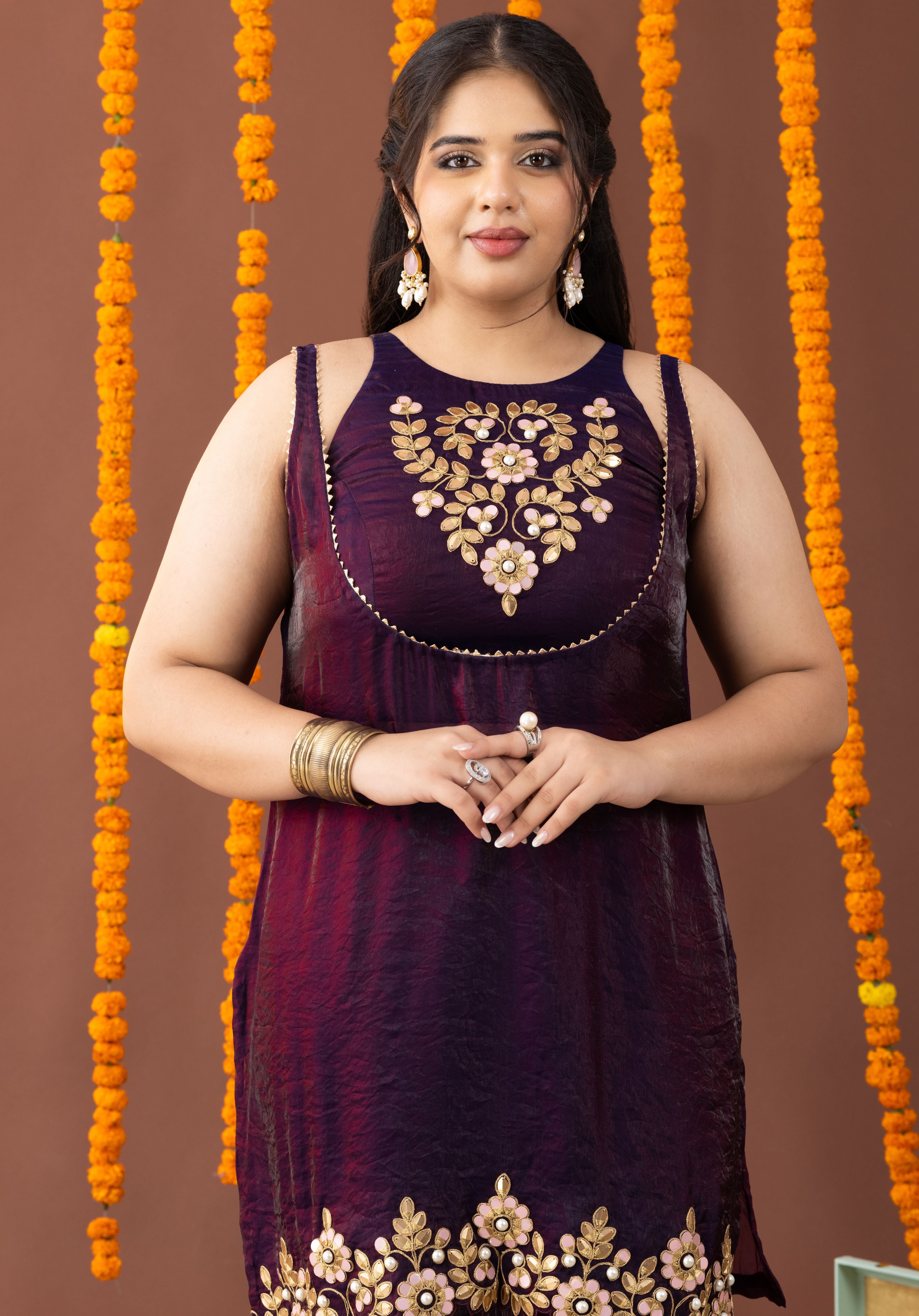 Suroor Plum 3 Piece Co Ord Set