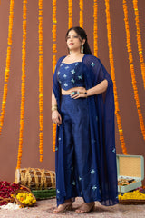 Aasmaan 3 Piece Co Ord Set with Embroidered Cape