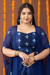 Aasmaan 3 Piece Co Ord Set with Embroidered Cape