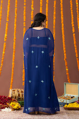 Aasmaan 3 Piece Co Ord Set with Embroidered Cape