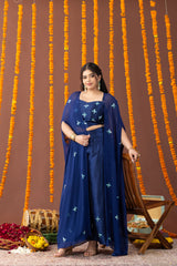 Aasmaan 3 Piece Co Ord Set with Embroidered Cape