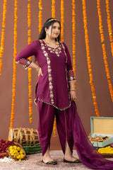 Shehzaad 3 Piece Suit Set with Tulip Pants and Dupatta
