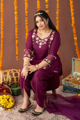 Shehzaad 3 Piece Suit Set with Tulip Pants and Dupatta