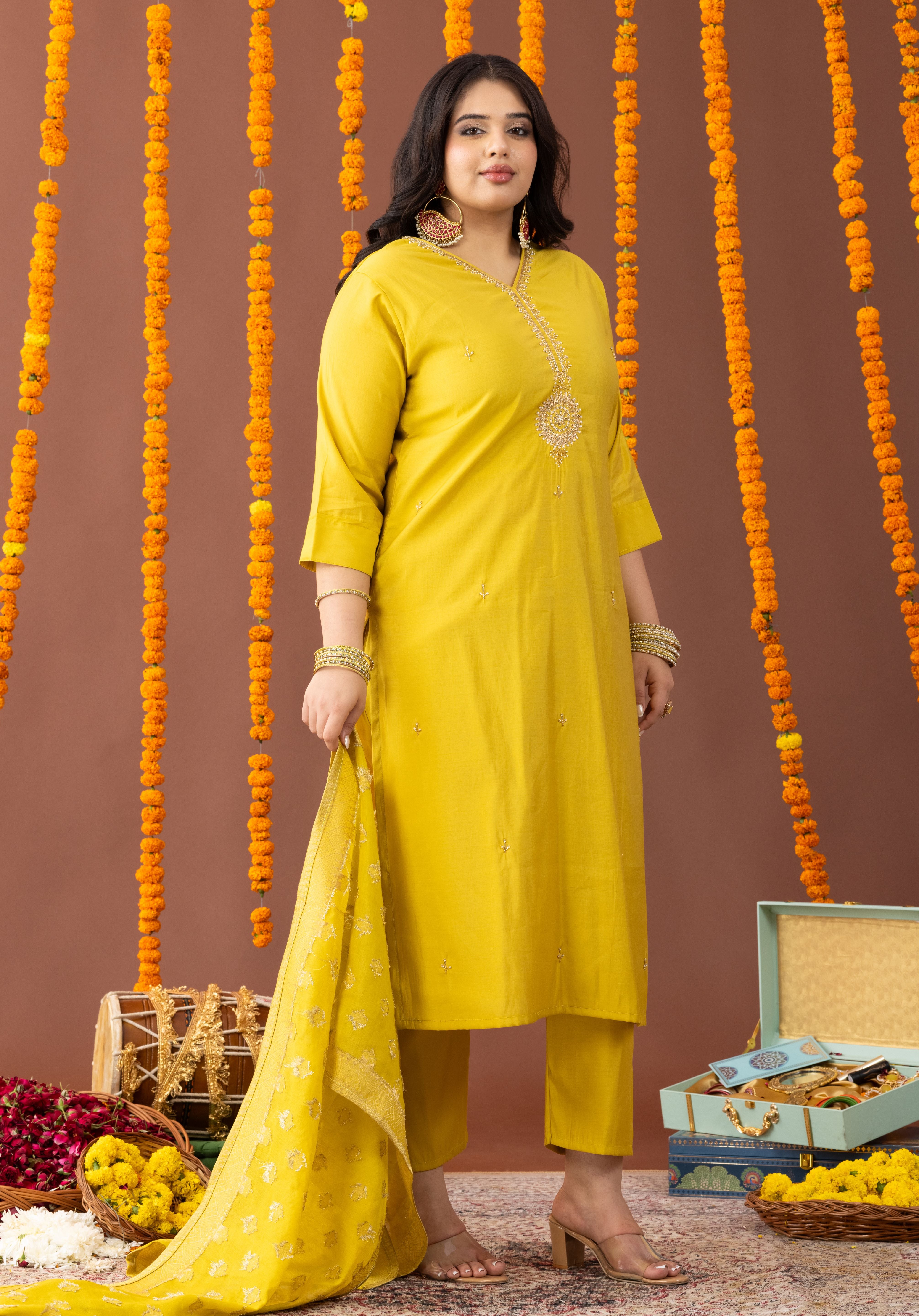Zara Yellow Festive Suit Set