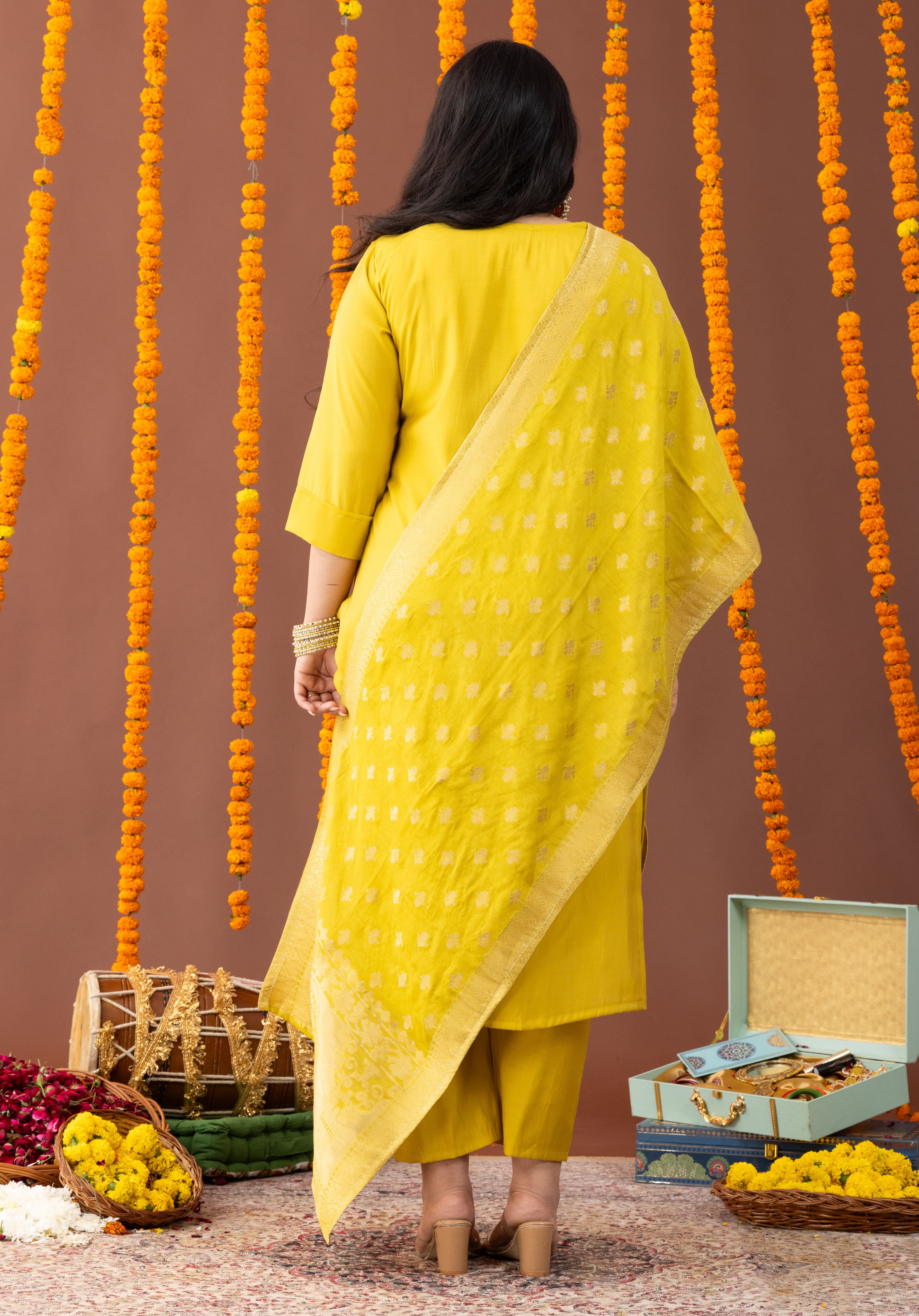 Zara Yellow Festive Suit Set