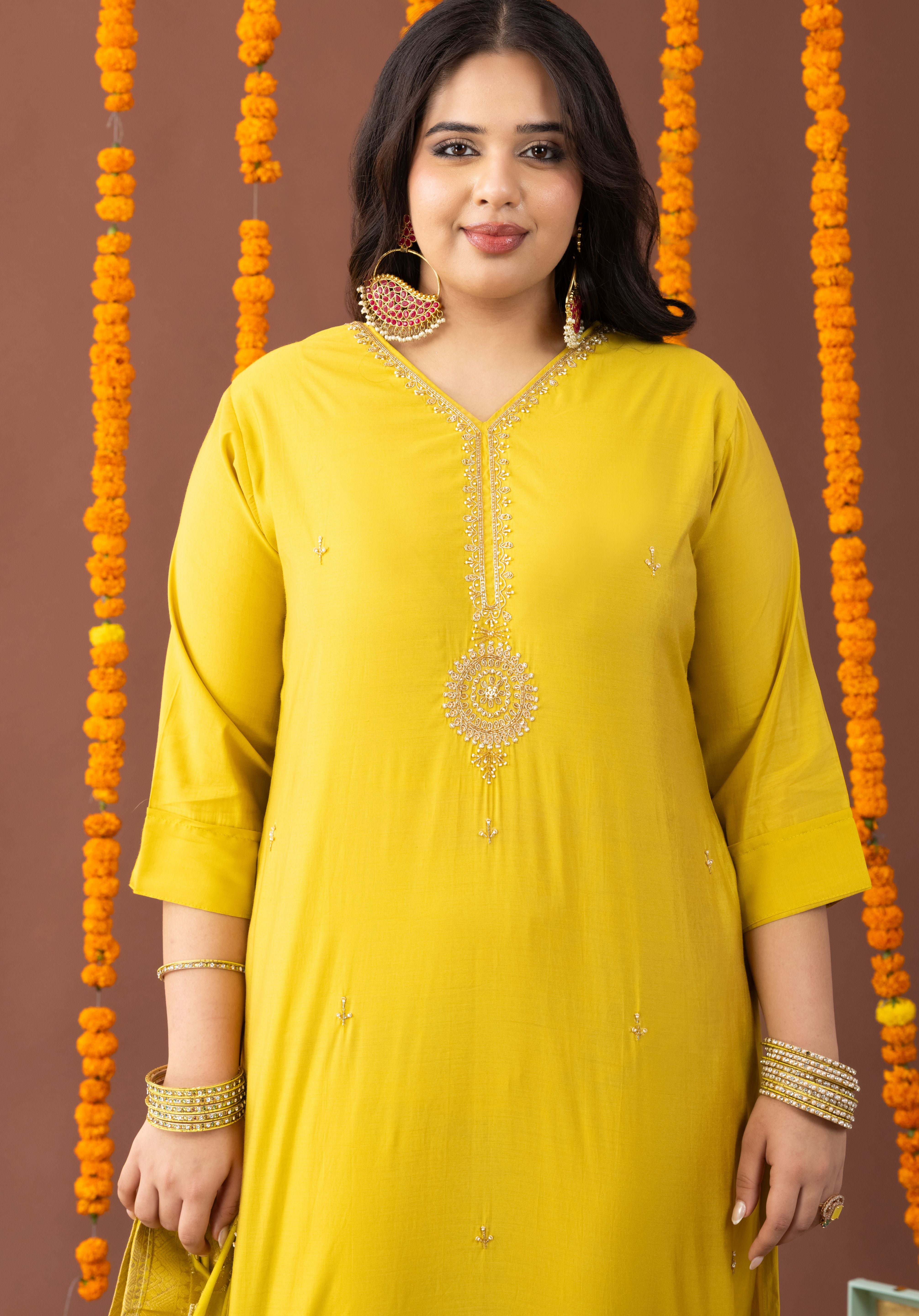 Zara Yellow Festive Suit Set