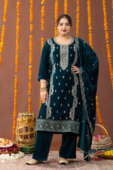 Kashmiri Velvet 3 Piece Suit Set