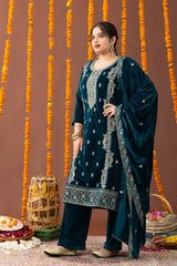 Kashmiri Velvet 3 Piece Suit Set