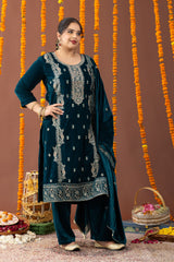 Kashmiri Velvet 3 Piece Suit Set