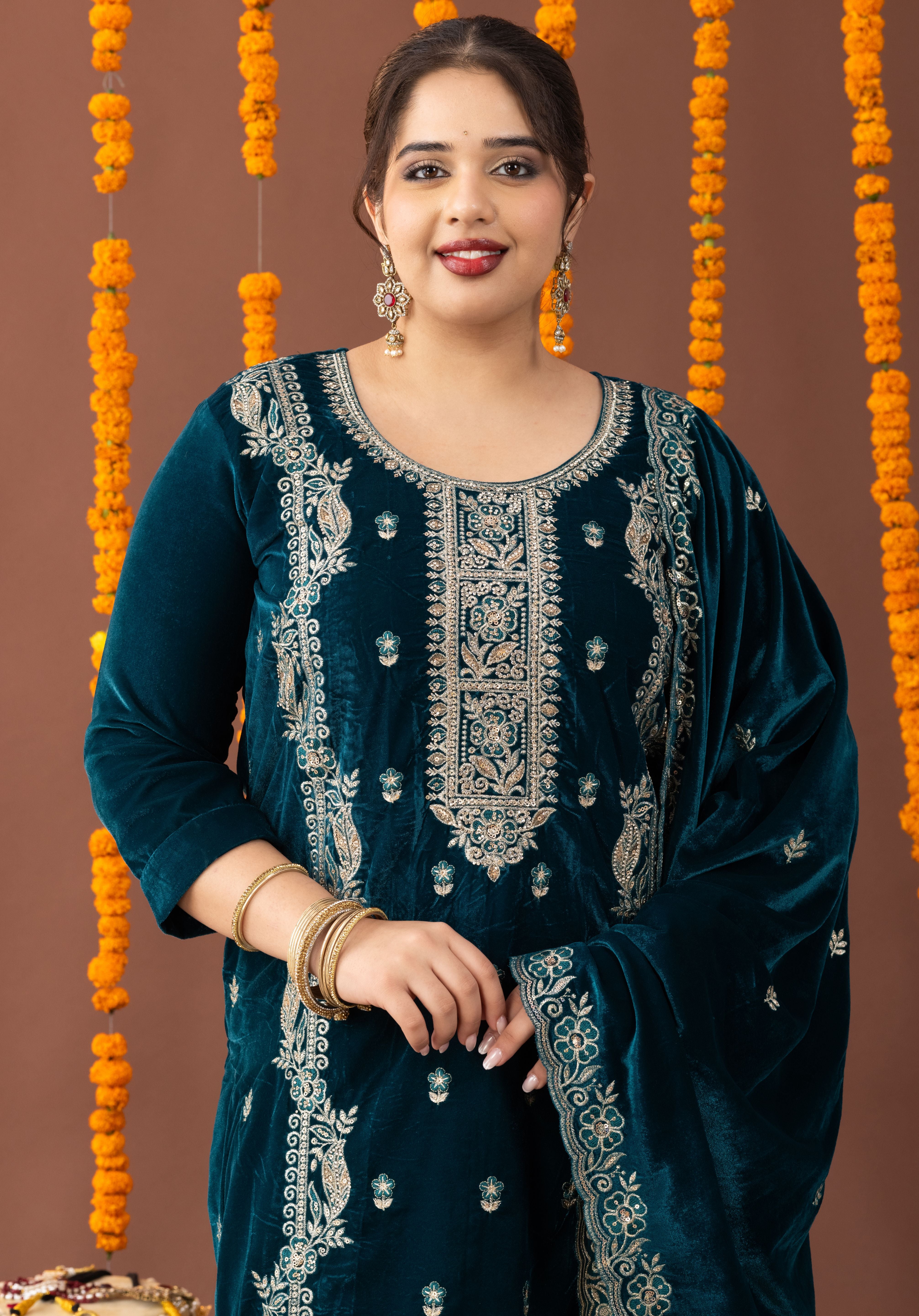 Kashmiri Velvet 3 Piece Suit Set