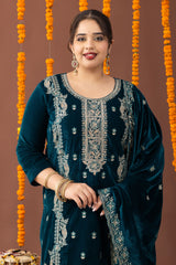 Kashmiri Velvet 3 Piece Suit Set