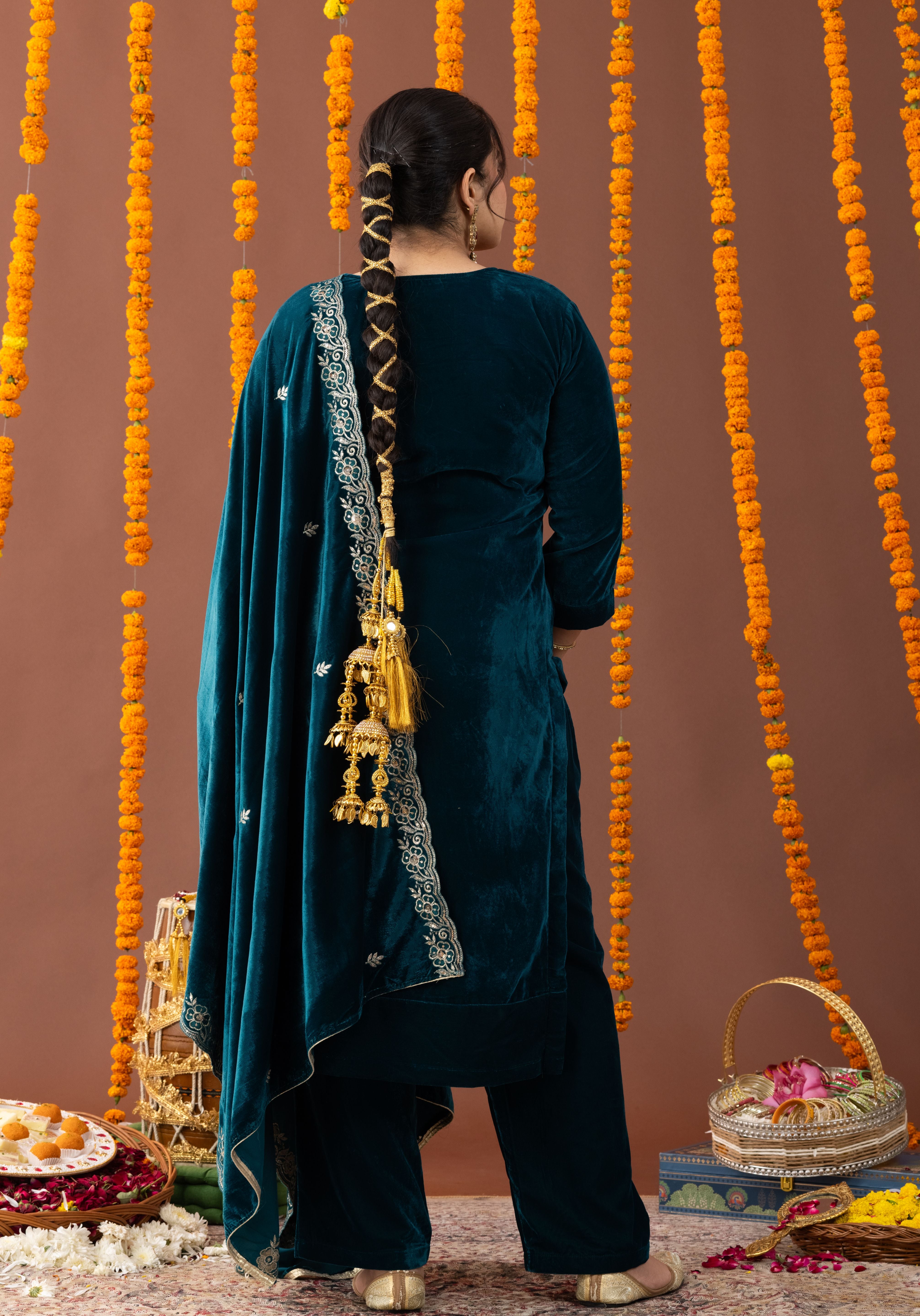 Kashmiri Velvet 3 Piece Suit Set