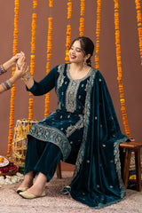 Kashmiri Velvet 3 Piece Suit Set