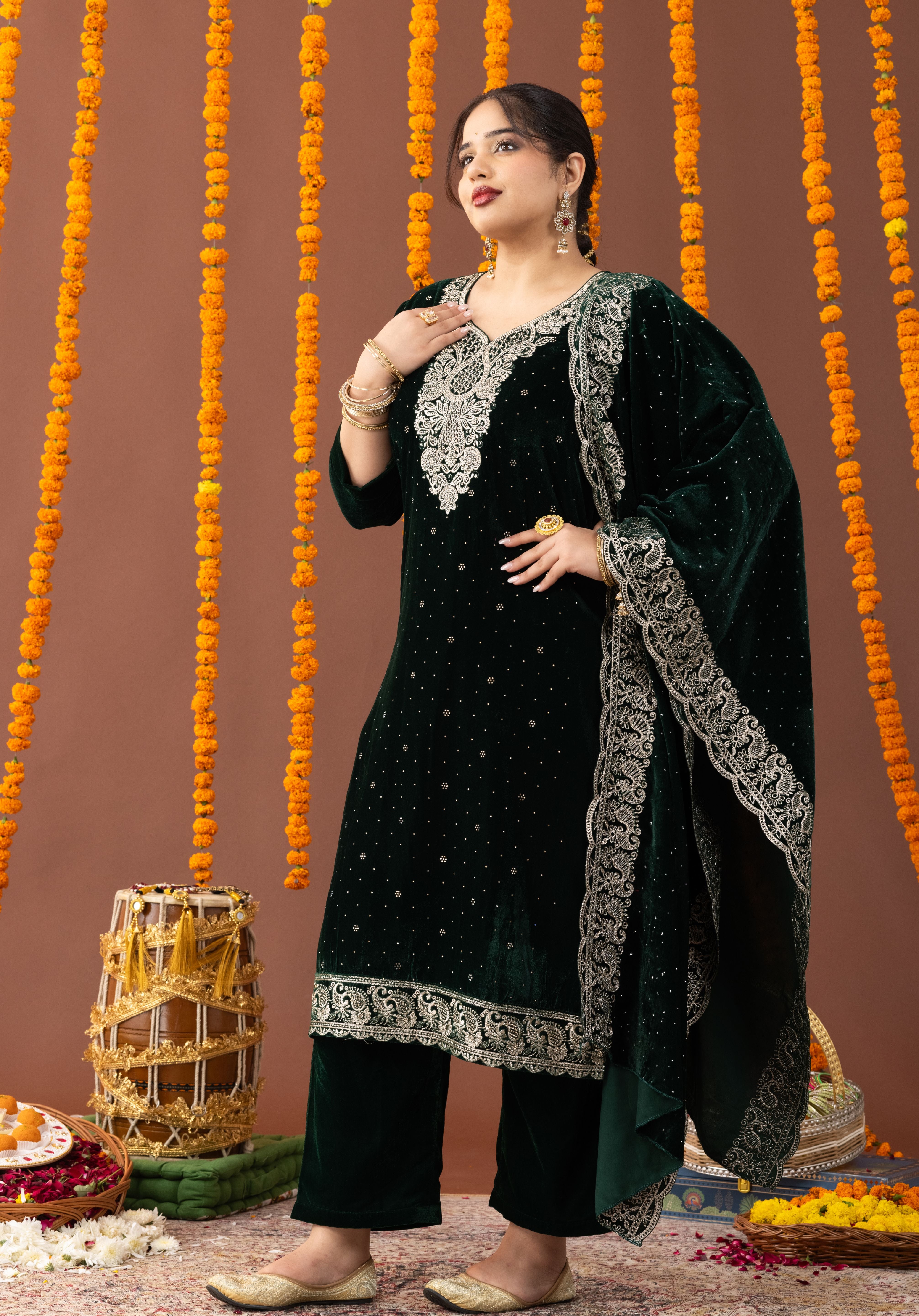 Mannat Velvet 3 Piece Suit Set