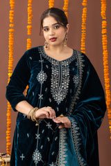 Dua Velvet 3 Piece Suit Set