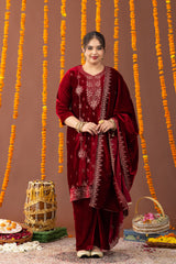 Hunar Velvet 3 Piece Suit Set