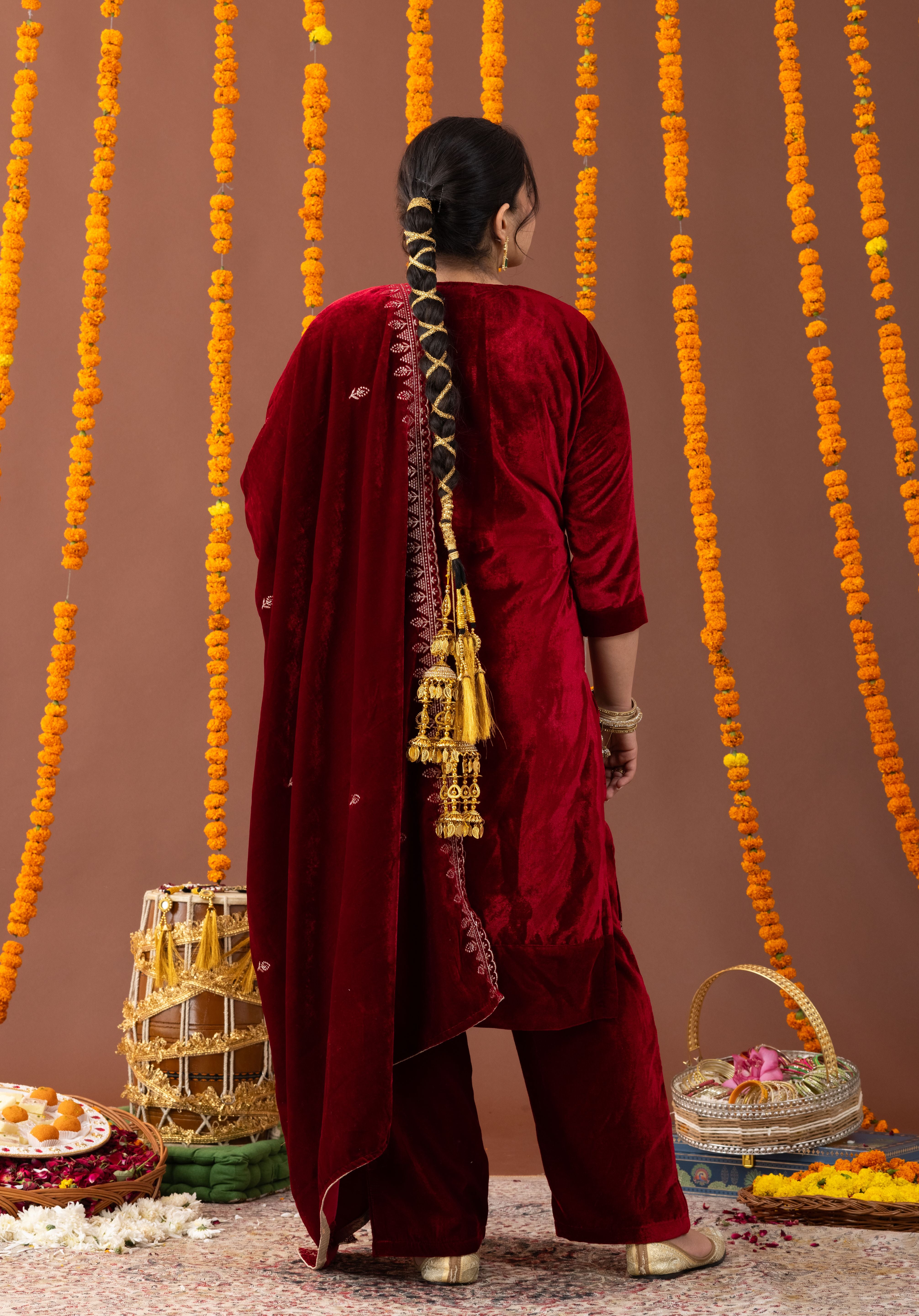 Hunar Velvet 3 Piece Suit Set