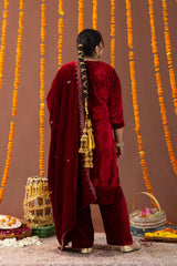 Husn Velvet 3 Piece Suit Set