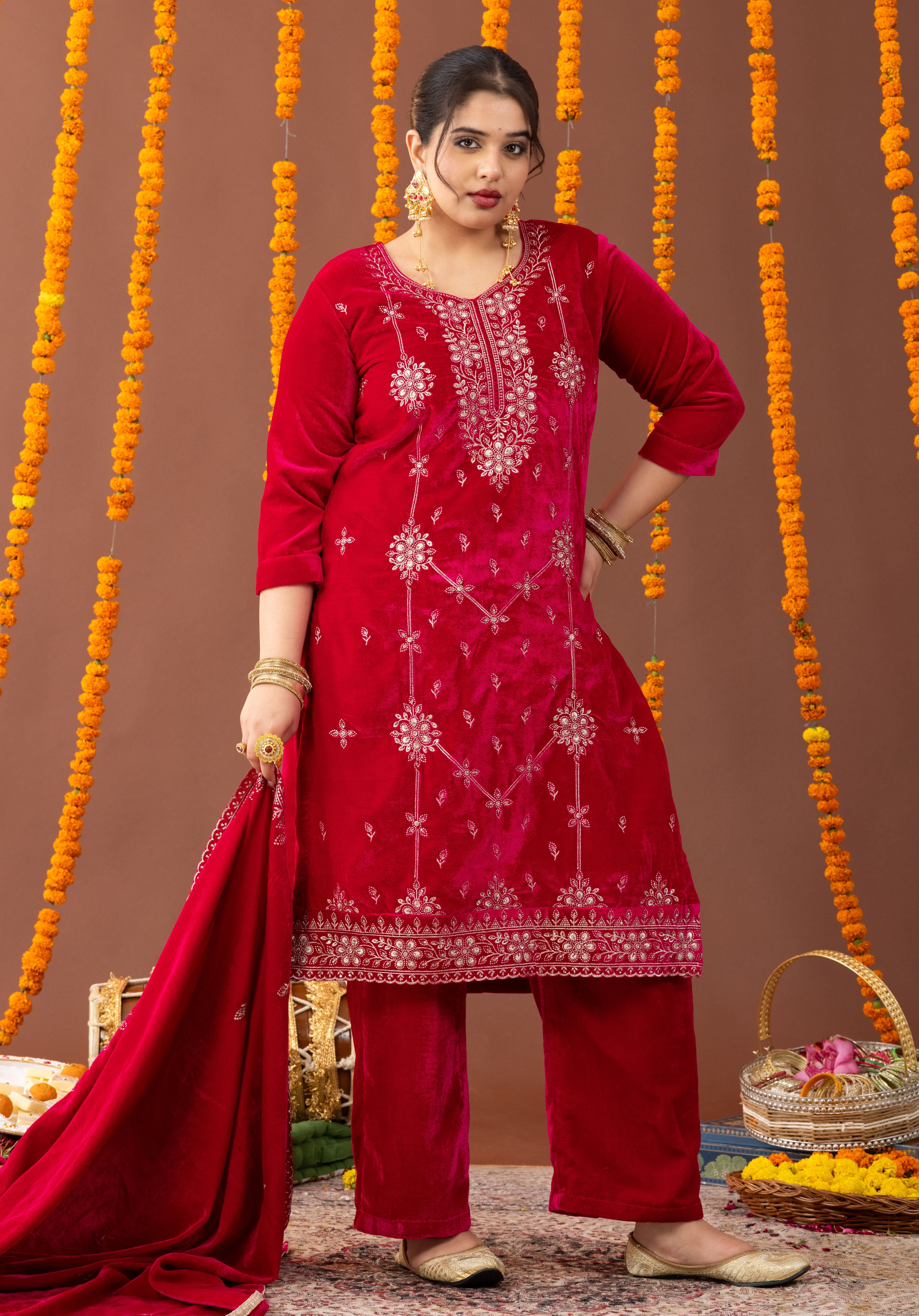 Heer Velvet 3 Piece Suit Set