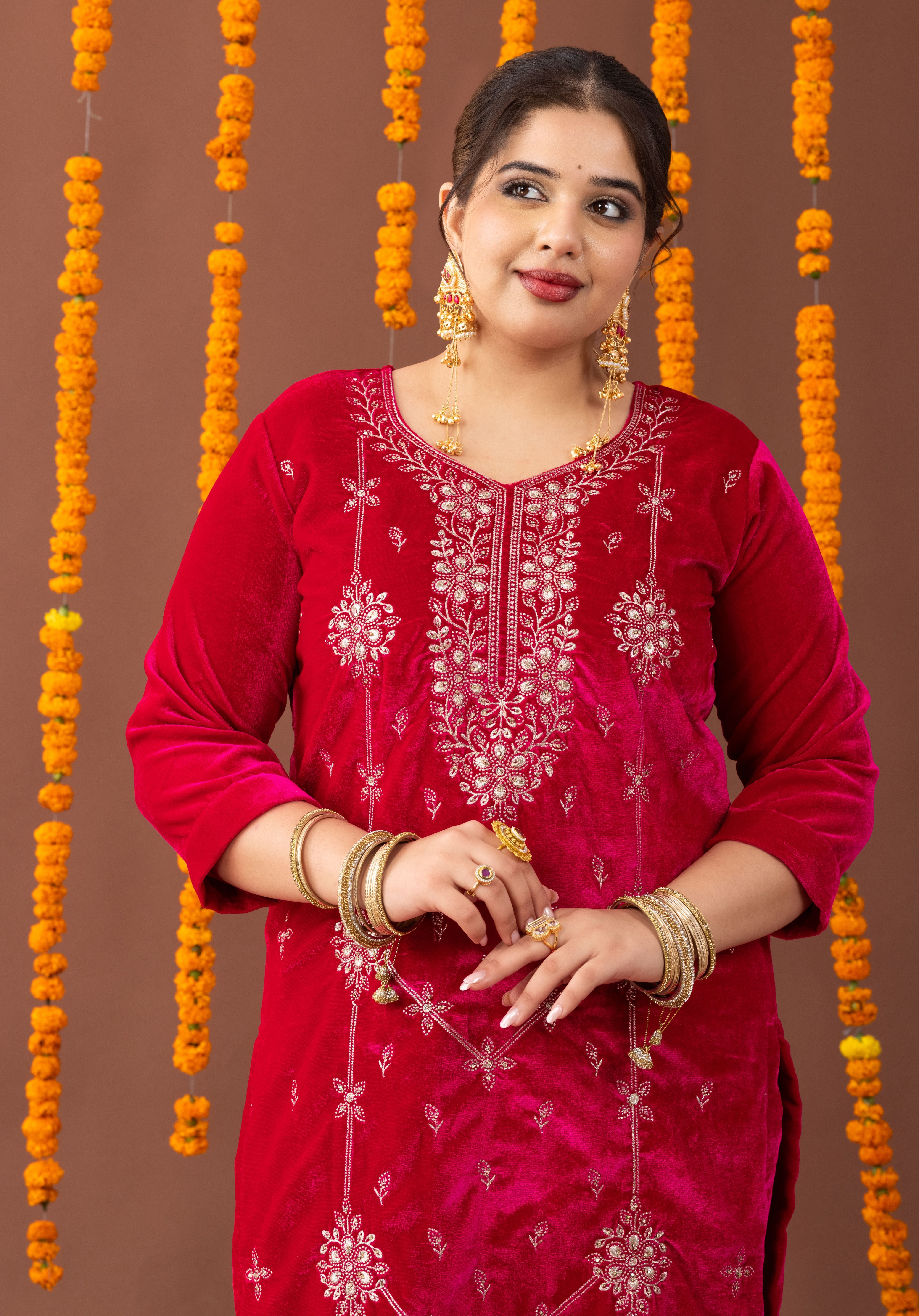 Heer Velvet 3 Piece Suit Set