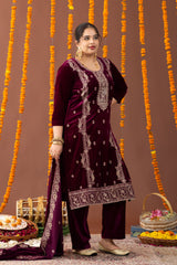 Kainaat Velvet 3 Piece Suit Set