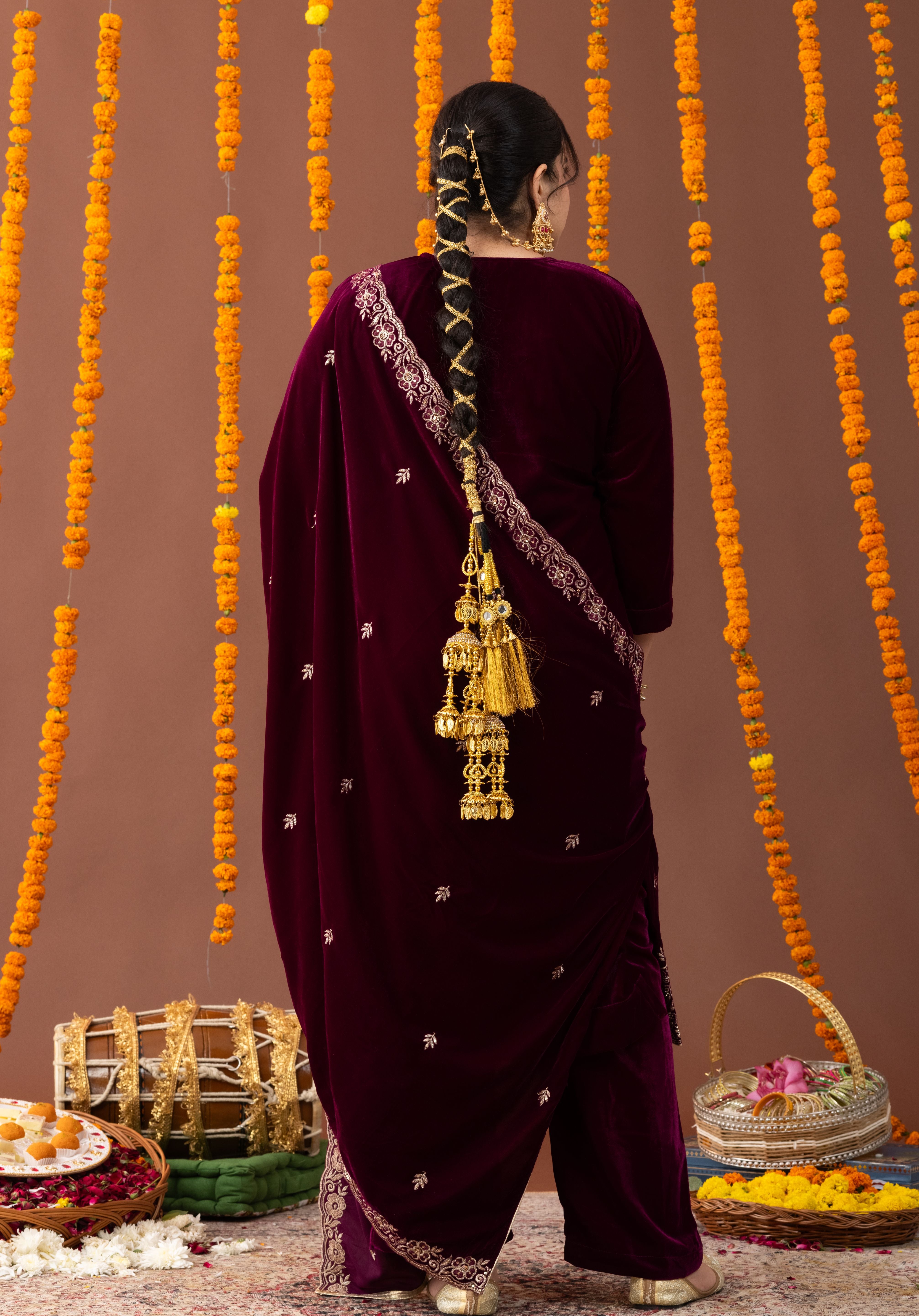 Kainaat Velvet 3 Piece Suit Set