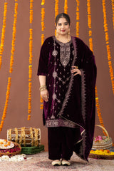 Anum Velvet 3 Piece Suit Set