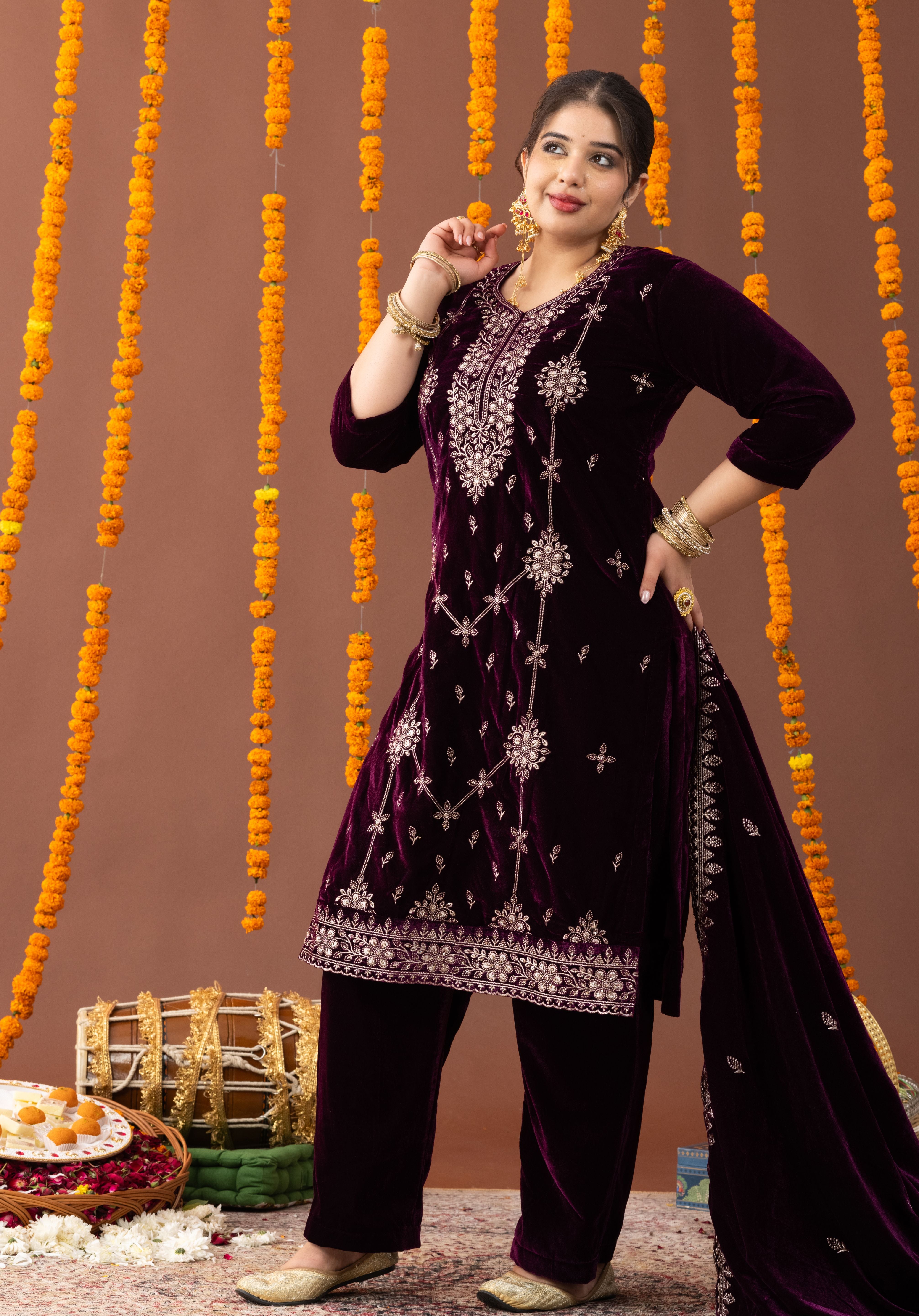 Anum Velvet 3 Piece Suit Set