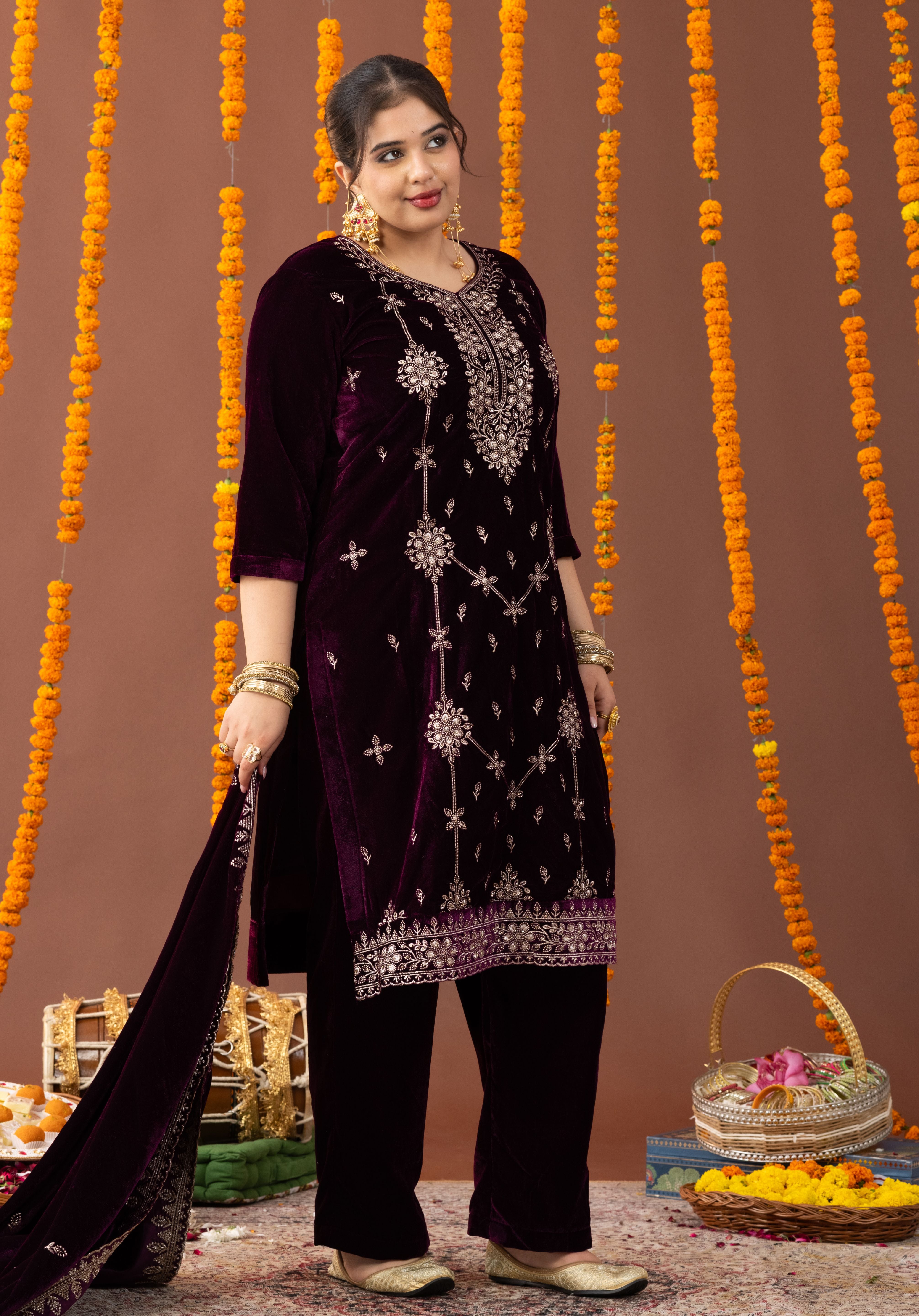 Anum Velvet 3 Piece Suit Set