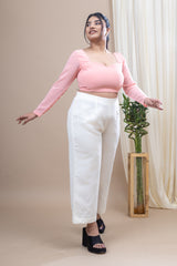 Shop Plus Size White linen Wide Leg Pants - Mamicha