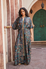 Elegant Printed Kaftan Dress with Sequence Work