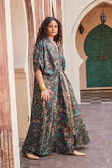 Elegant Printed Kaftan Dress with Sequence Work