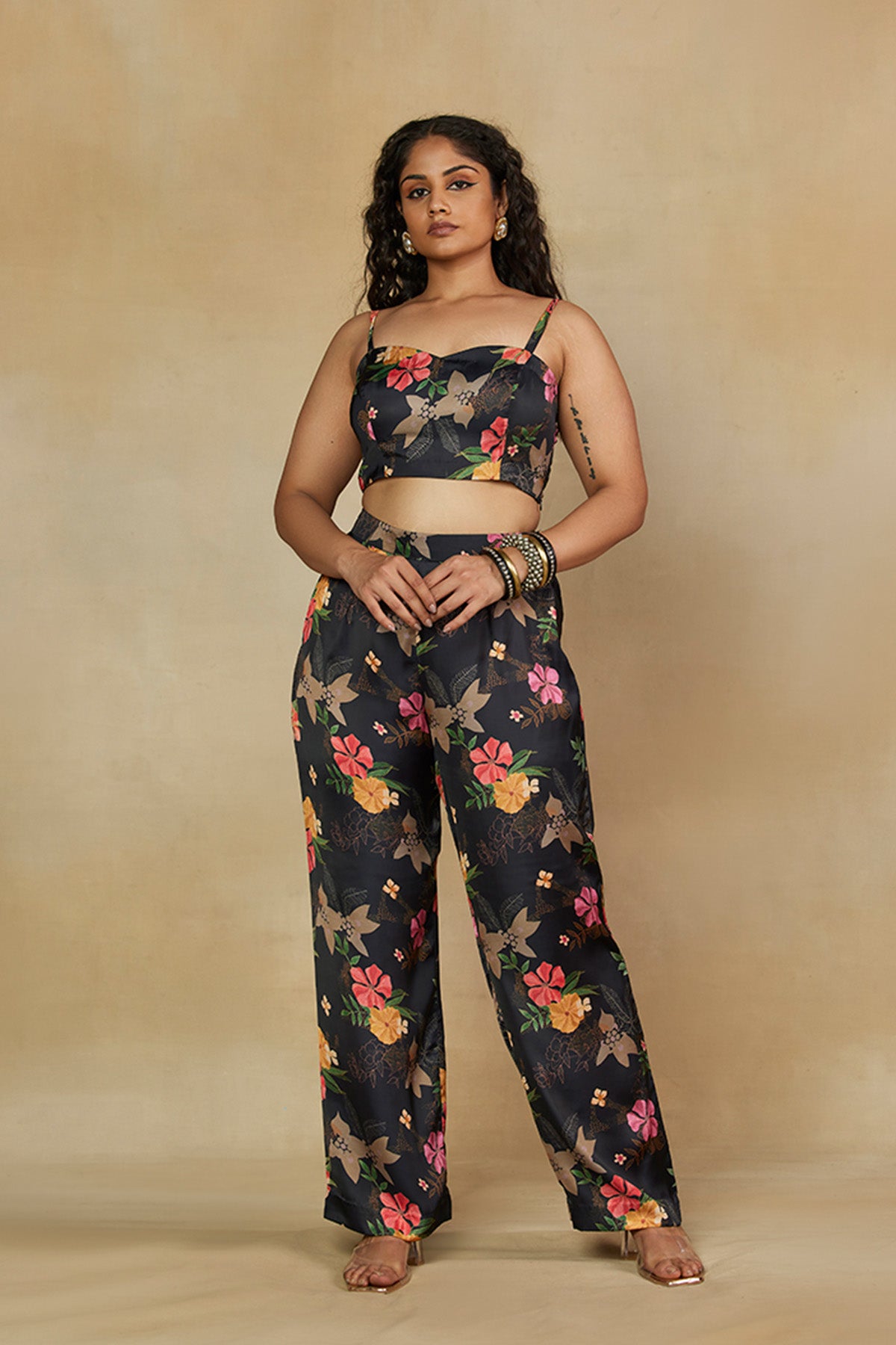 Black Printed Embroidered Co-ord Set