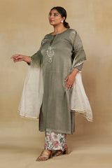 Embellished Long Kurta with Printed Pants