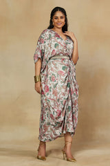 V Neck Kaftan Dress with Embellished Belt